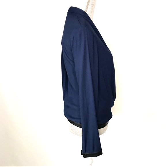 SOLD🥂 HELMUT LANG Morse Leather Trim Faux Wrap Top NWT - Picture 4 of 16